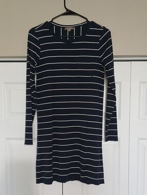 Lilla P Navy and White Striped Long-Sleeve Dress